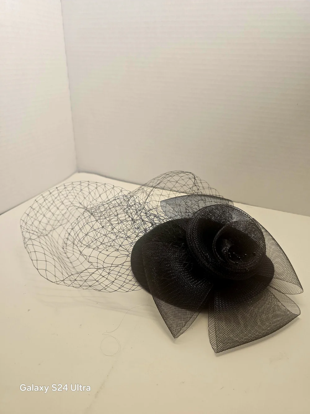 Black Floral Veil Fascinator Hat